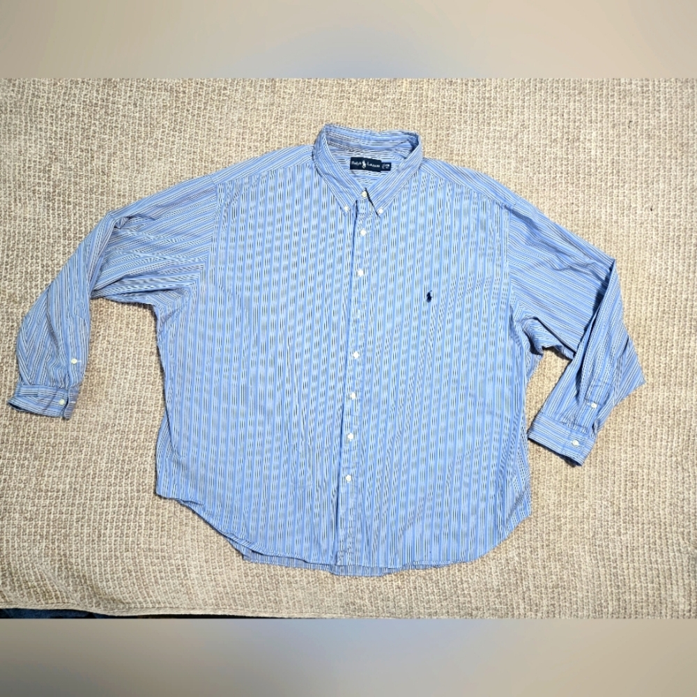 Polo by Ralph Lauren Men's Blue Striped Shirt Size 5XB Big